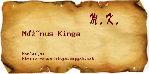 Mónus Kinga névjegykártya