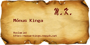 Mónus Kinga névjegykártya